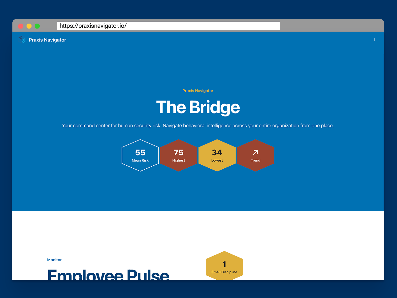 Praxis Navigator overview dashboard